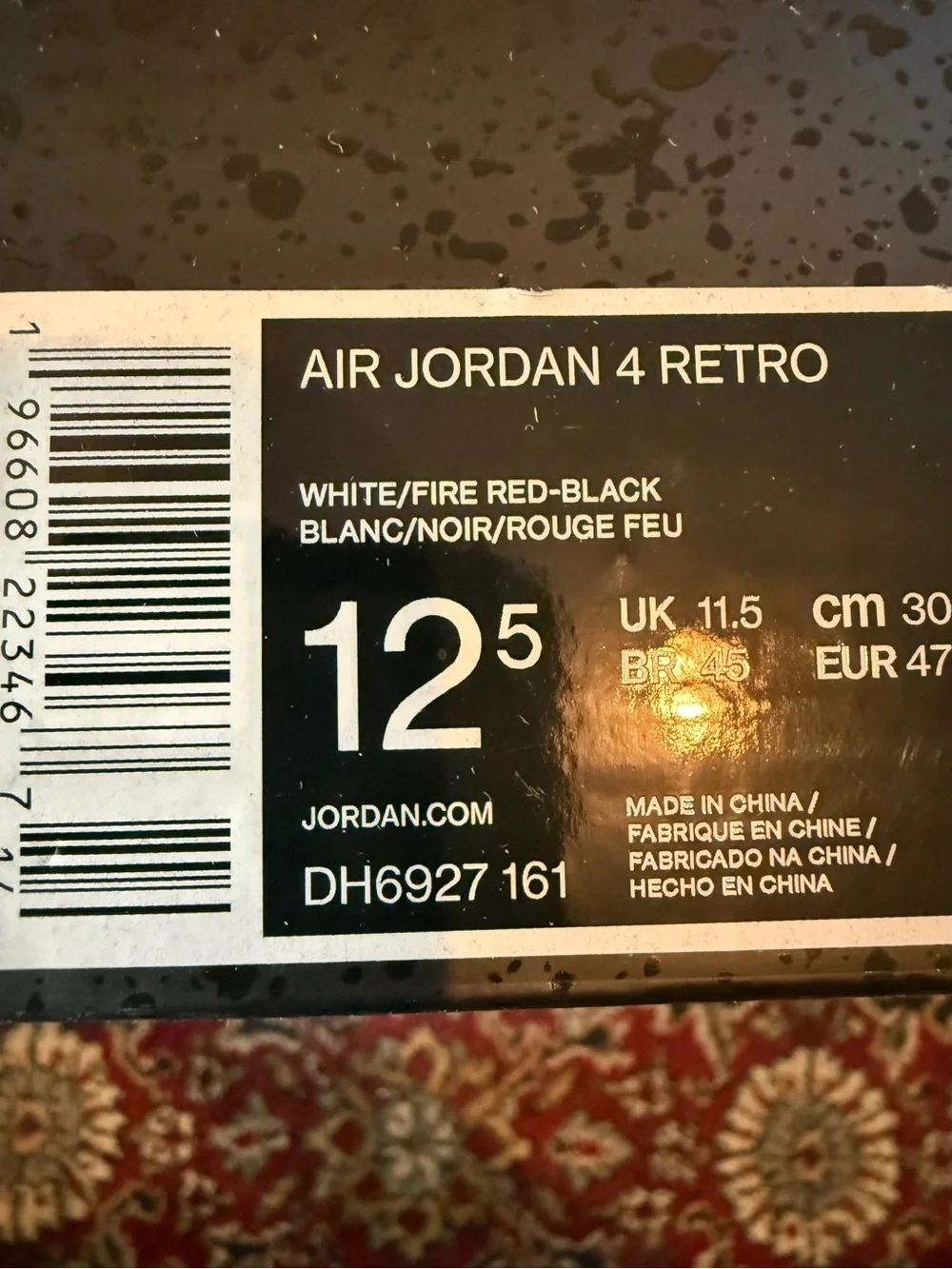 Jordan 4 Retro Red Cement - Mens Sneakers - White, Red, Black